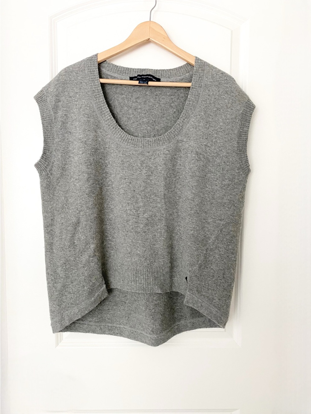 French Connection Oversized Gray Sweater Vest Small Modern Layering Piece